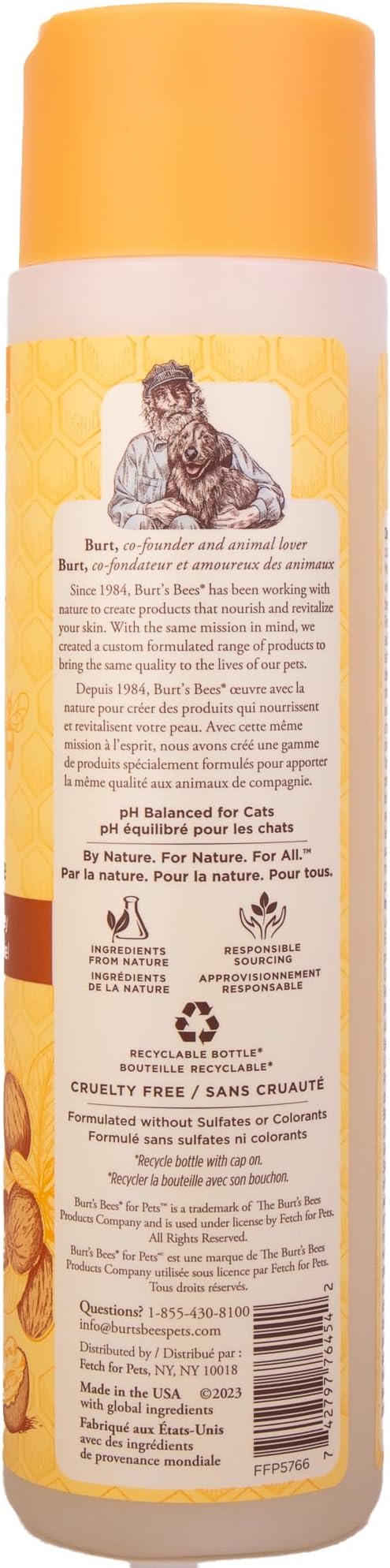 BURT'S BEES FOR PETS Hypoallergenic Cat Shampoo with Shea Butter and Honey, Gentle Formula for Indoor Cats with Dry or Sensitive Skin, pH Balanced, Fragrance-Free, 10 Fl Oz - 2 Pack