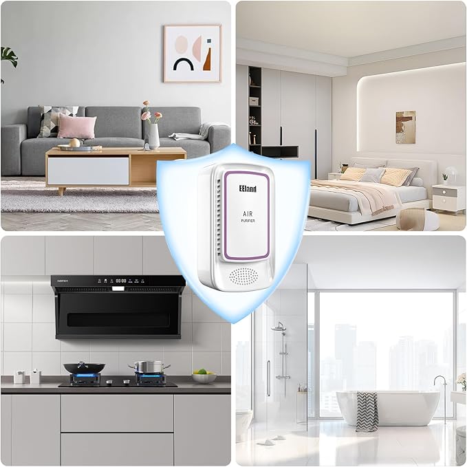 Plug In Air Purifier for Home Pets, Ionic Air Ionizers & Pet Odor Eliminator, Litter Box Deodorizer for Cats, Compact Filterless Air Freshener for Kitchen, Bedroom, Small Room, Ozone Free, 4-Pack
