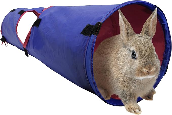 Living World Pet Tunnel, Small Animal Tunnel for Rabbits and Guinea Pigs, Blue/Red, 61397