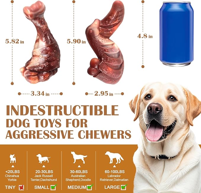 Fuufome Dog Chew Toys for Aggressive Chewers: 2 Pack Indestructible &ToughToys for Aggressive Chewers-Dog Bones Nylon Toys for Small, Medium, Large Breeds-Super Chewer Toys to Keep Them Busy
