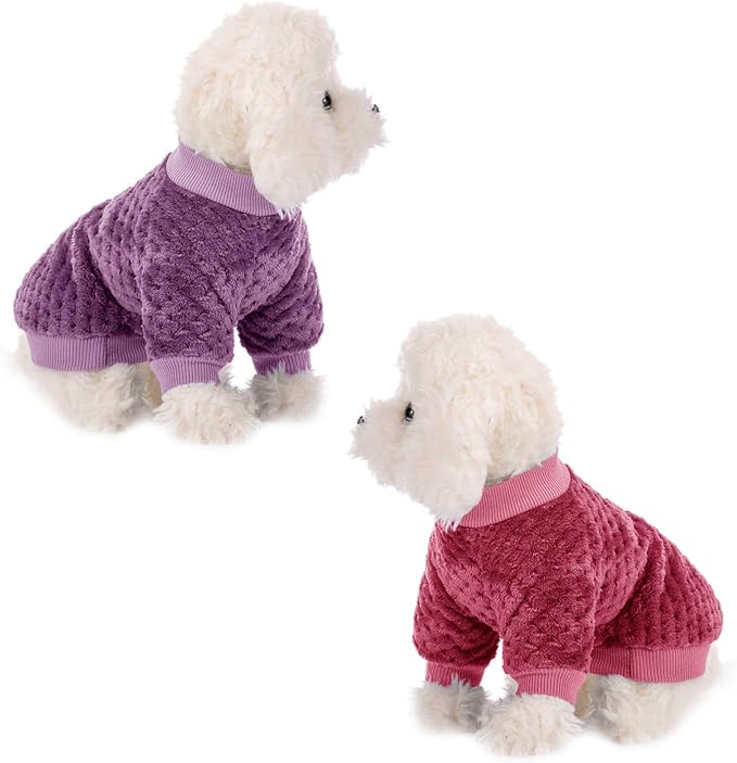 Dog Sweater, 2 or 3 Pack Dog Sweaters for Small Medium Dogs or Cat, Warm Soft Flannel Pet Clothes for Dogs Girl or Boy, Dog Shirt Coat Jacket (X-Small, Burgundy+Rosy)