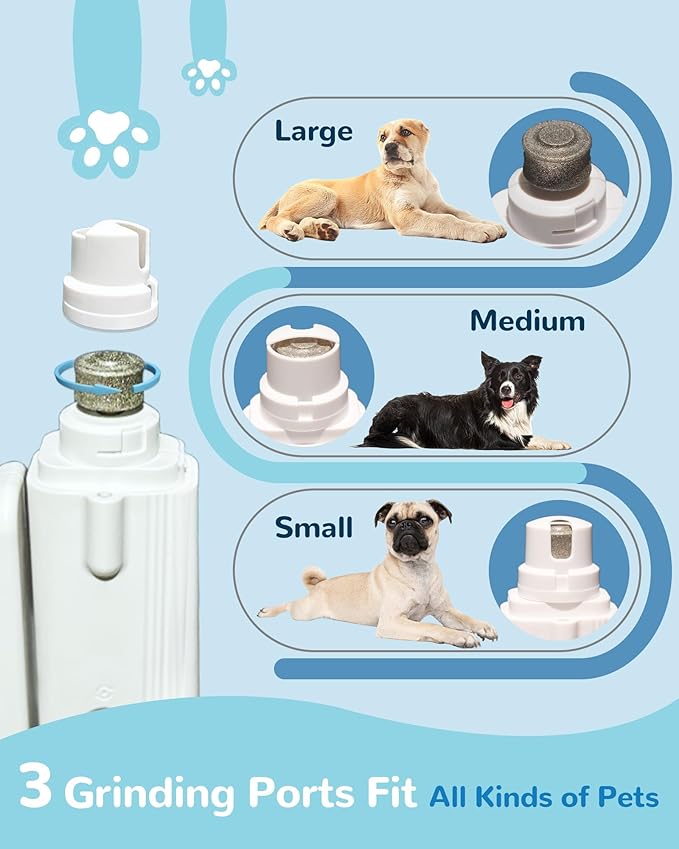 2-in-1 Dog Nail Clippers & Grinder with LED Light, Quiet Electric Pet Nail Trimmer for Large Medium Small Dogs Cats, Rechargeable Safety Guard for Black Nails, Painless Grooming Kit