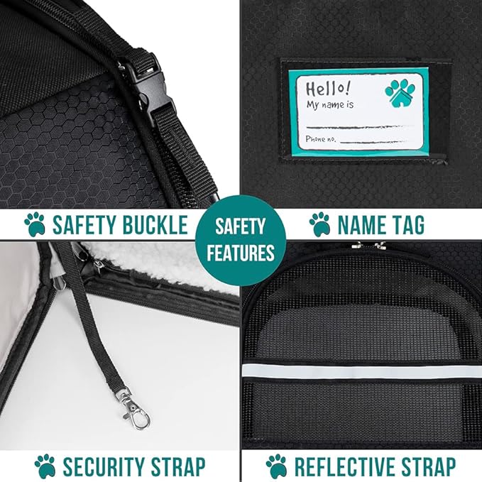 PetAmi Expandable Dog Backpack Carrier for Cats & Pets, Breathable Cat Carrier Backpack with Top Window & Multi-Entry, Ventilated Foldable Travel Carrier for Small Medium Pets up to 18 lbs, Black