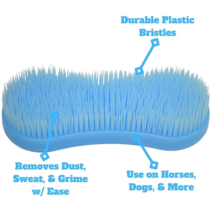 Intrepid International Magic Horse Brush, for Horse Grooming Kit w/Durable Plastic Bristles, Horse Brushes for Grooming, Light Blue