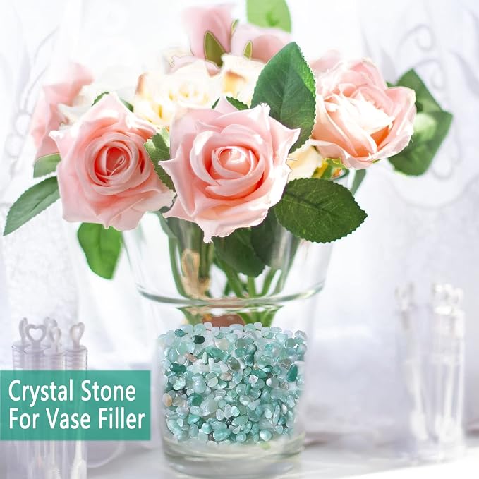 Natural Green Aventurine Crystal Quartz Rocks Chips Vase Filler Rocks for Succulent Plant Small Fish Tank Aquarium Gravel Decorative Pebbles Stones(200 gram)