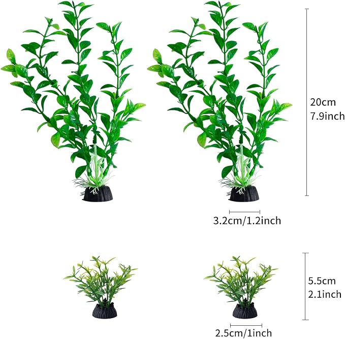 25 Pack Artificial Aquarium Plants, Plastic Small Fish Tank Plants | Small Size 4 inch Approximate Height Fish Tank Decorations Home Décor Plastic Red