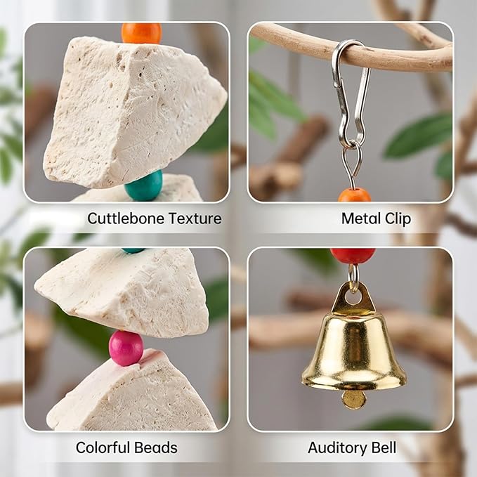 3-Pack Cuttlefish Bone with Volcanic Stone for Parakeets and Small Medium Birds, Cuttlebone for Birds, Natural Beak Care and Calcium Supplement, Cage Enrichment Accessories