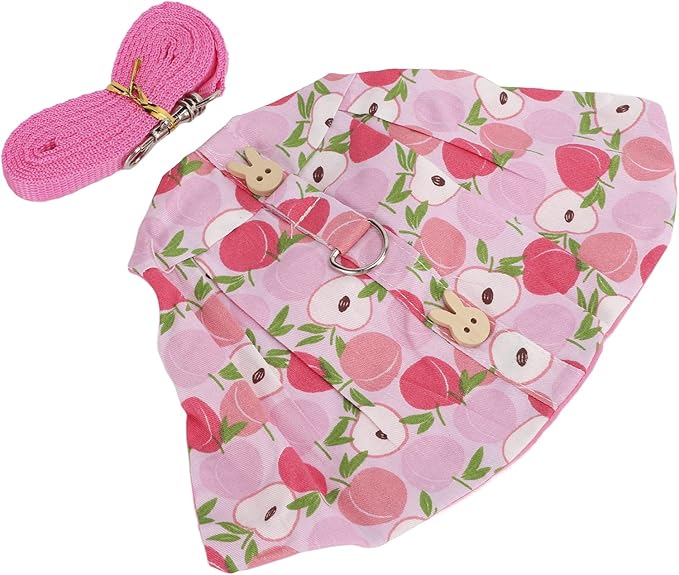 Rabbits Harness Leash Cute Breathable Pet Chest Traction Rope Set for Guinea Pigs Hedgehogs Soft Cotton Cloth Nylon Webbing Stylish Outfit (S)