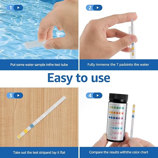 100Pcs Aquarium Test Strips, Water Testing Strips for Carbonate Root 7 in 1 Fish Tank Test Kit pH Hardness Total Chlorine Free Chlorine Nitrate Nitrite with Test Tube Fast Accurate Aquarium