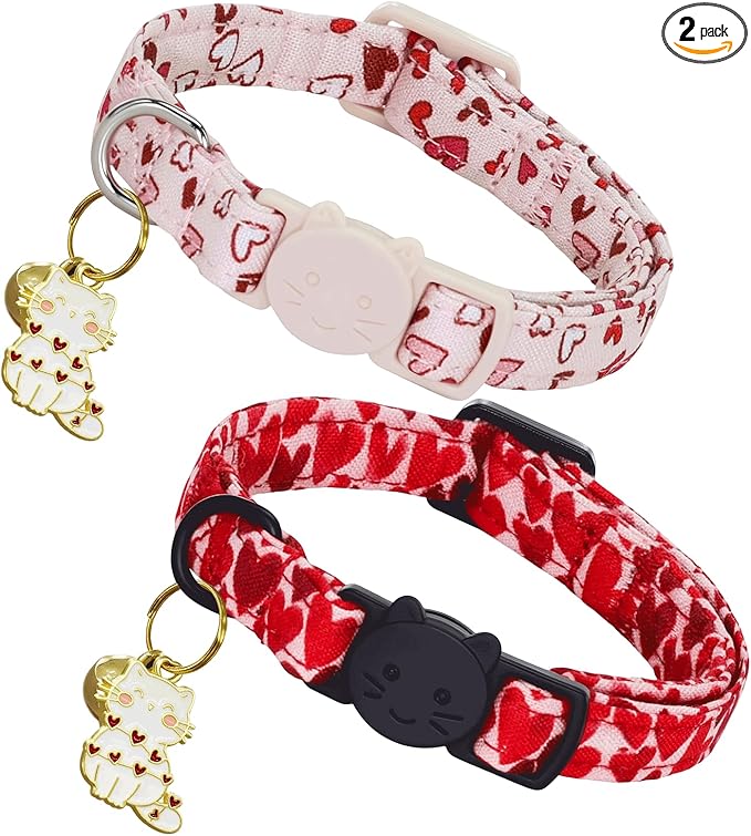 Elegant little tail 2 Pack Cat Collar- St. Patrick's Cat Collars Breakaway with Bell Pendant Wedding Kitten Boy Girl Safety Adjustable 7-12 Inch Collar for Small Cats Puppy