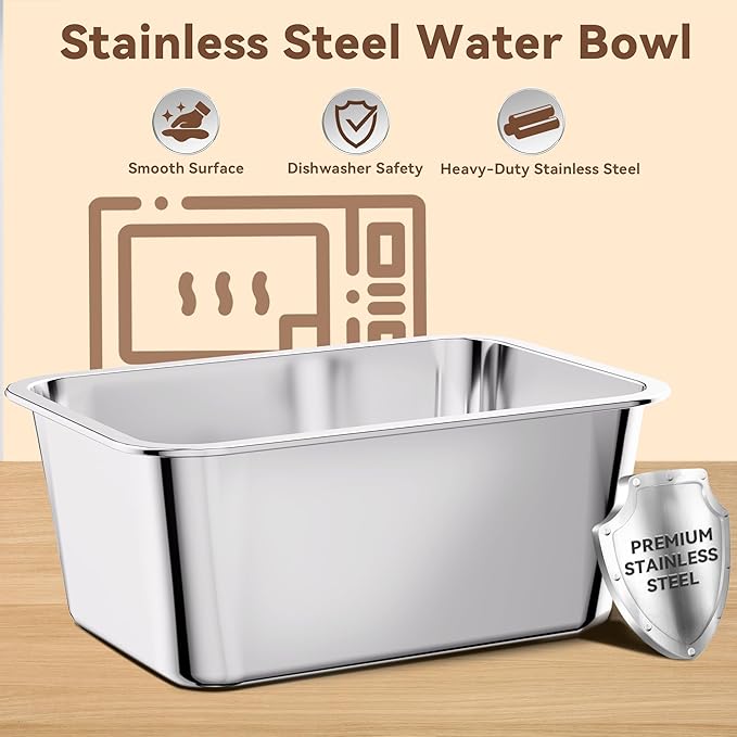 10L No Spill Dog Water Bowl, 2.6 Gal Stainless Steel No Splash Large Dog Water Bowl with Non-Slip Silicone Mat, Spill Proof Slow Drinking Pet Bowls for Messy Drinkers Indoor/Outdoor Use Gray