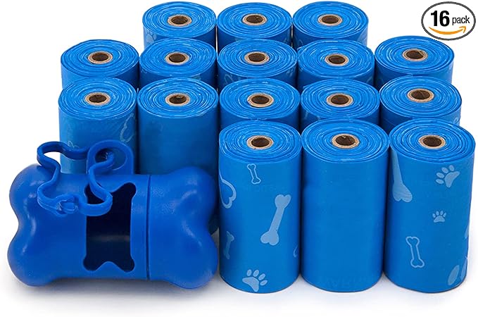 Best Pet Supplies Dog Poop Bags for Waste Refuse Cleanup, Doggy Roll Replacements for Outdoor Puppy Walking and Travel, Leak Proof and Tear Resistant, Thick Plastic - Blue (Unscented), 240 Bags