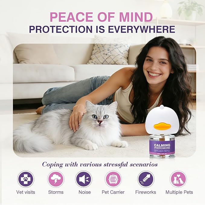 Tcllka Relieve Anxiety Stress Cat Calming Diffuser Comfort for Cats Fits All Cats