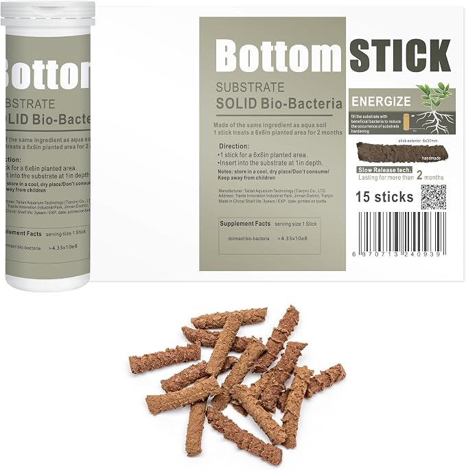 Dr. Tank Bottom Stick - Aquarium Plant Fertilizer Sticks for Aquatic Plants, Substrate Nutrients for Freshwater & Planted Tanks, Slow-Release Nutrients for Plant Growth, 15 Sticks - Energize Stick
