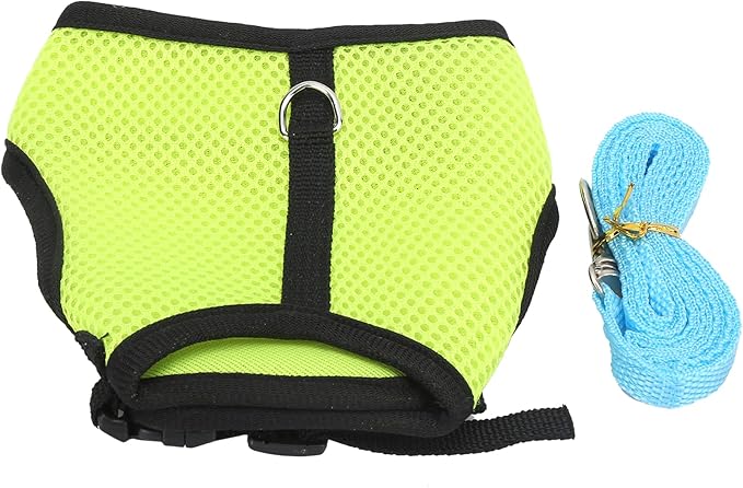 Fydun Pet Mesh Traction Harness Chest Back with Leash for Rabbit Guinea Pig Pet SuppliesS Green for Families (Fruit Green)