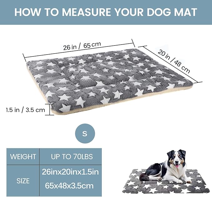Dog Bed mat Pet mat Dog Box mat Machine Washable Grey (26x20x1.5in)