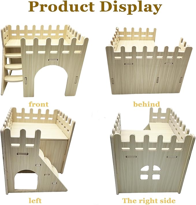 Hamster Hideout Hamster Wood House Maze Platform Detachable Cage Accessories for Rat Dwarf Hamster Gerbil Sugar Glider