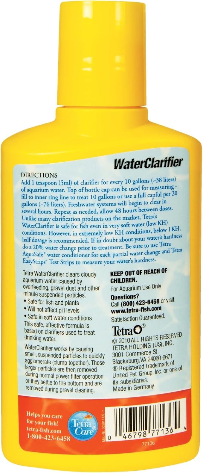 Tetra Water Clarifier Treatment For Aquariums, 8.45 oz | Quickly Clears Cloudy Or Hazy Aquarium Water, 1 Teaspoon Treats 10 Gallons Of Water, For Use In Freshwater Fish Tanks