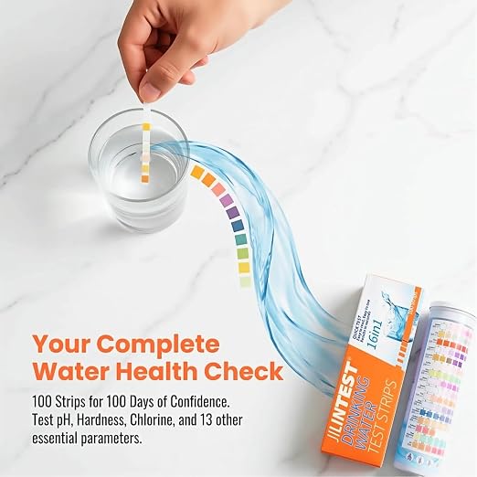 16 in 1 Drinking Water Test Kit Water Tester for Drinking Water | 100 Strips,Home Tap and Well Water Test Kit for Iron, Copper, Nickel, Zinc, Cobalt ,PH,sulfate, nitrite, nitrate.
