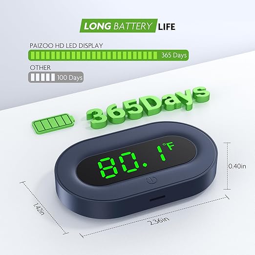 PAIZOO Aquarium Thermometer Digital, LED Display Fish Tank Thermometer Stick On Highly Accurate to ±0.9℉, Wireless Temperature Measurement for Fish, Betta, Aquatic, Replaceable Battery