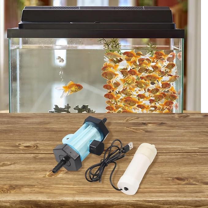 Electric Aquarium for gravel Cleaner USB Pump with Siphon Vacuum for Fish and Turtle Tanks, Freshwater or Seawater Use, Includes Filter, Suction Head and Silicone Tube(5 Meter)