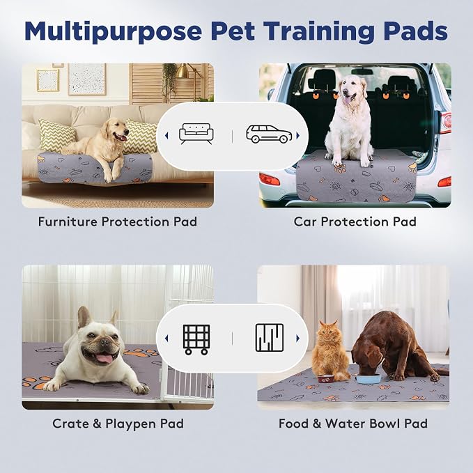 Washable Pee Pads for Dogs, 2 Pack Large 36"x41" Super Absorbent Reusable Dog Training Pads, 100% Waterproof Non-Slip Pee Pads Whelping Pads Dog Playpen Indoor Dog Cage Pads Dog Bed Mat Pet Supplies