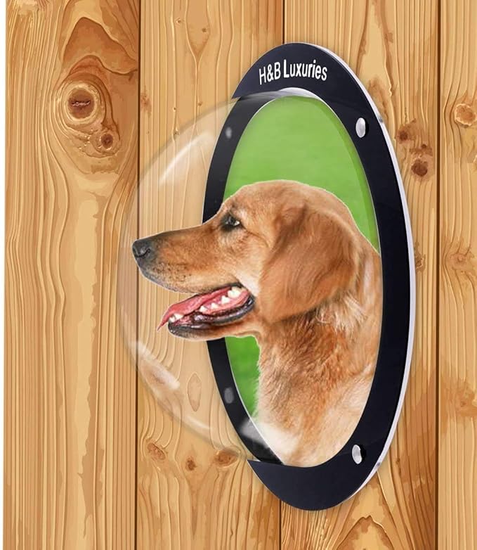 H&B Luxuries Durable Acrylic Dome Dog Window for Fence to View Outside for Satisfying Curious Pets FW058 (2-Pack)