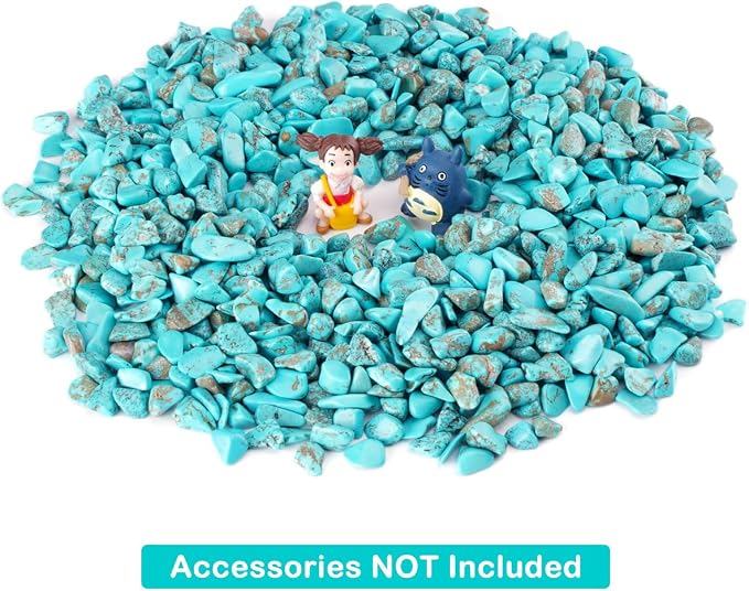 WAYBER Natural Crushed Turquoise Gemstone, Decorative Pebbles, 1 Pound | Toxin-Free, Fade-Resistant, Ideal for Reiki Healing, DIY Crafts, Vase Filler, Aquarium & Bonsai Decoration