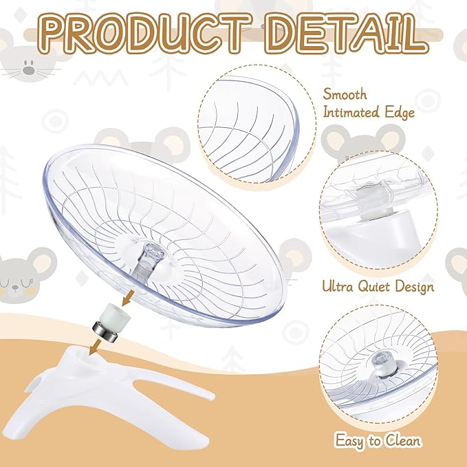 Thyle 2 Pieces Hamster Flying Saucer Silent Running Exercise Wheel Fitness Hamster Toys Silent Exercise Wheel for Hamsters Gerbils Mice Hedgehog Guinea Pig and Other Small Pets