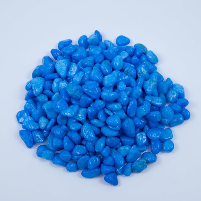 Colored Aquarium Gravel,Colorful Pea Gravel,Garden Rocks,Decorative Stones Rocks for Fish Tank,Aquarium,Fairy Garden Decor,Planters,Vase Fillers,Landscaping,1 Pound (Sky Blue, 6-9mm)