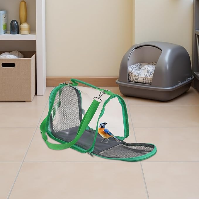 Levemolo Small Portable Bird Cage Carrier for Travel – Lightweight Plastic Parrot and Budgie Travel Cage Bag, Compact Green Pet Bird Carrier for Outdoor Trips and Vacations