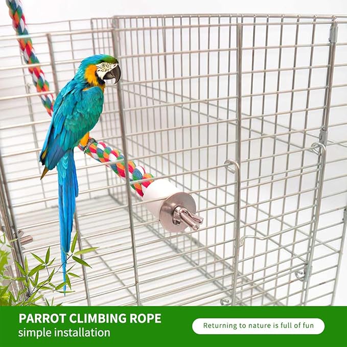 41Inch × 0.8-Inch Diameter Nipple Style Bird Rope Perch, Bird cage Accessories, Rope perches for Conures,Parrots,Cockatiel,Lovebird,Budgerigar,Parakeet perches Birds Standing Pole