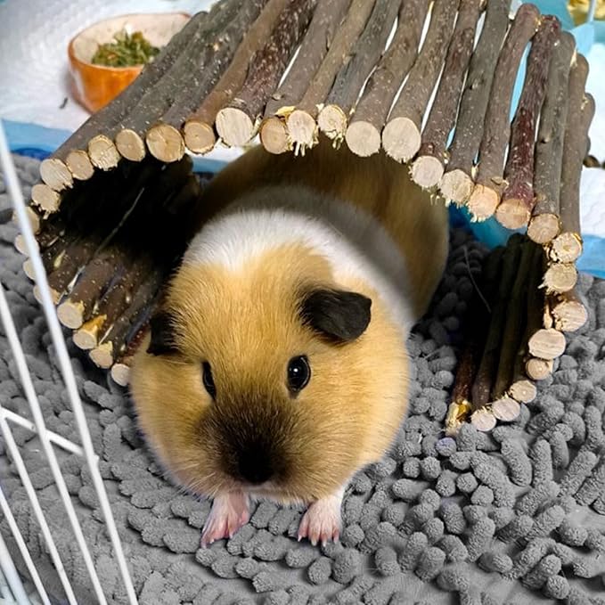 Tfwadmx Wooden Hamster Bridge, Extra Large - 2 Pcs Small Animal Bendy Bridge Tunnel Hut Hideout Ladder Hideaway Climbing Chew Toy for Gerbil Guinea Pig Chinchilla Rabbit Ferret Hedgehog Rat Gerbil