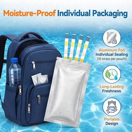Pool Test Strips 150 Pcs, 5 in 1 Spa & Hot Tub Test Strips, Quick & Accurate Pool Water Testing Kit Accurate PH, Free Chlorine, Bromine, Total Alkalinity & Hardness(150PCS)