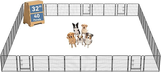 DUMOS Dog Playpen Indoor, Metal 32 Inch 40 Panels Foldable Pet Fence with Door, Outdoor Small Medium Large Dog Puppy Portable Exercise Play Pen for RV Camping, Trips, Play Yard