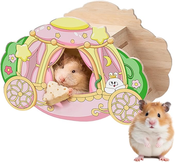 mini&moe Hamster Hideout & Rocker Toy – Hamster Hide with Side Climbing Ramp Small Animal Habitat Cage Accessories & Decor for Sugar Gliders, Dwarf Hamsters Chinchillas & Small Pets