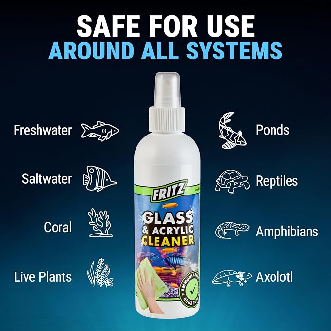 Fritz Aquatics Aquarium Glass & Acrylic Cleaner Spray for a Crystal Clear Tank (8-Ounce)