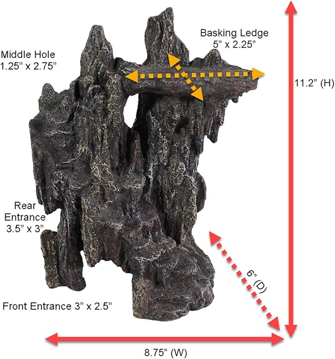Penn-Plax Reptology Shale Step Ledge Cave Hideout - Aquarium & Terrarium Decoration - for Fish, Reptiles, Amphibians, and Small Animals - Large 2 (REP189)