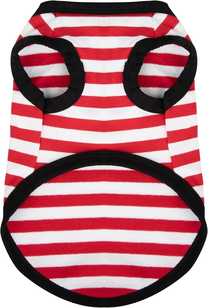 Paiaite Dog Striped Sleeveless Tank Top - Colorful Cotton Pet Apparel for Small & Medium Dogs in Happy Red