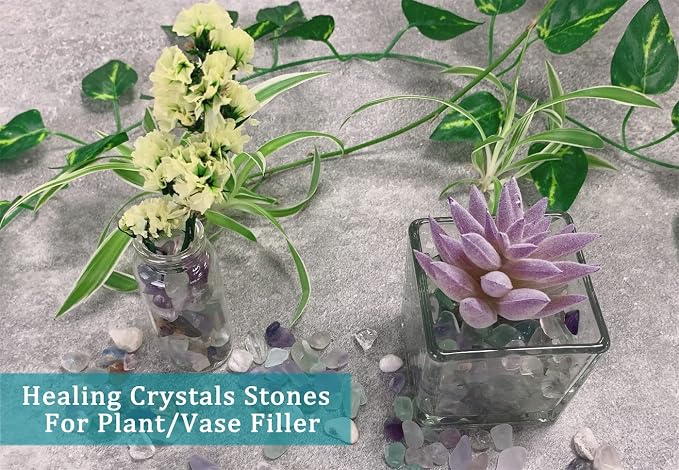 Natural Multicolor Fluorite Crystal Quartz Rocks Chips Vase Filler Rocks for Succulent Plant Small Fish Tank Aquarium Gravel Decorative Pebbles Stones(200 gram)