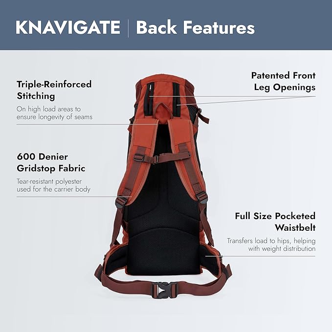 K9 Sport Sack Knavigate - Medium, Dune - Ideal for Dogs with 17-19” Back Length - Adjustable, Backpack-Style Carrier with Internal Frame & Padded Hip Belt