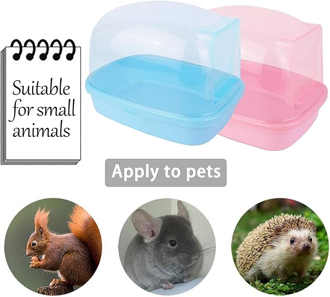 kathson Dwarf Hamster Bathroom, Chinchilla Sauna Room Plastic Sand Bath House Ideal for Gerbils, Hedgehog, Squirrel and Other Small Animals (Blue)