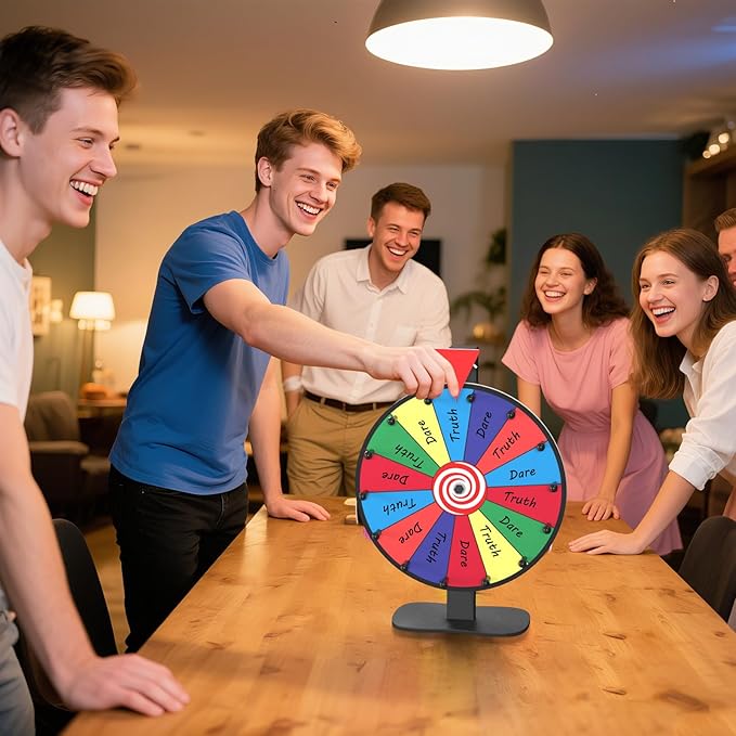 12 Inch Prize Wheel, 14 Slots Spinning Wheel for Prizes, Heavy Duty Base Spinner for Explosive Classroom, Birthday Moments, Parties