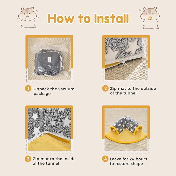 Avont Guinea Pig Hideout Tunnel Bed, Large Washable Hideaway House with Play Tunnel for Small Animals, Chinchillas Hamsters Chipmunks Dwarf Rabbits Rats -Star