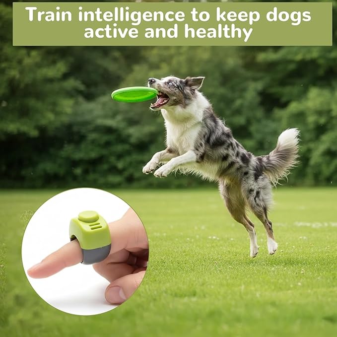 The Set of Easy Clicking Finger Ring Clicker for Dogs Cats Horses traing Allowing Effective Versatile Training (4pcs Grey+Green+Orange+Blue)