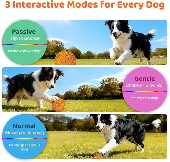 Interactive Dog Toys Dog Ball – 3 Play Modes Smart Moving Bouncing Dogs Ball, E-TPU with RGB Lights, Automatic Rolling Dog Toy for Small Medium Dogs to Keep Them Busy and Boredom Relief(Yellow)