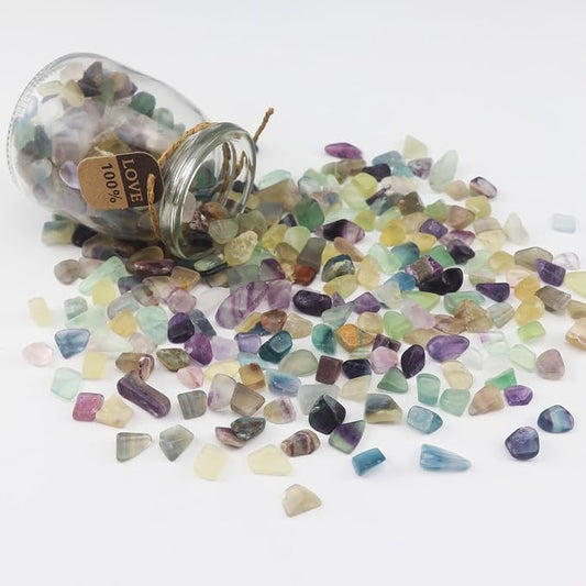 0.96LB Aquarium Gravel Fluorite Natural Quartz Crushed Crystal Vase Filler Fish Tank Decorative Stones Succulent Rocks Bulk Polished Irregular Shaped