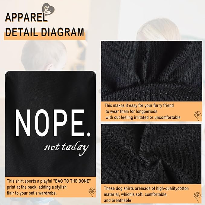 Discover Cozy Cotton Canine Wear: Soft, Lightweight, and Breathable Dog Shirt Vest with Eye-Catching Graphics(Nope not Today), Keeping Your Furry Friend Warm and Comfy! Grey XXL