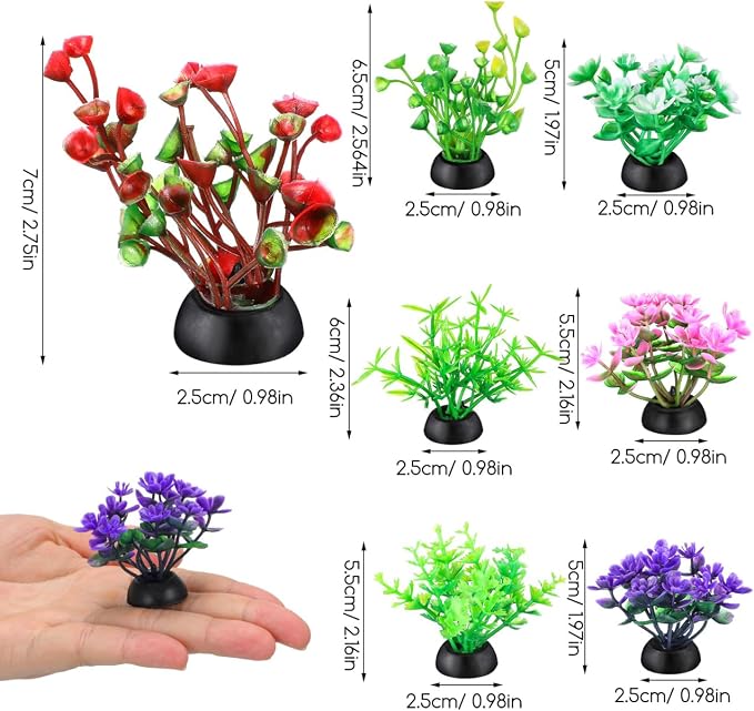 Garneck 40 Pack Fish Tank Decorations Small Artificial Aquarium Plants: Plastic Water Grass Mixed Styles for Small Aquarium Decor Betta Tank Accessories Fake Plants for Bowl Desktop