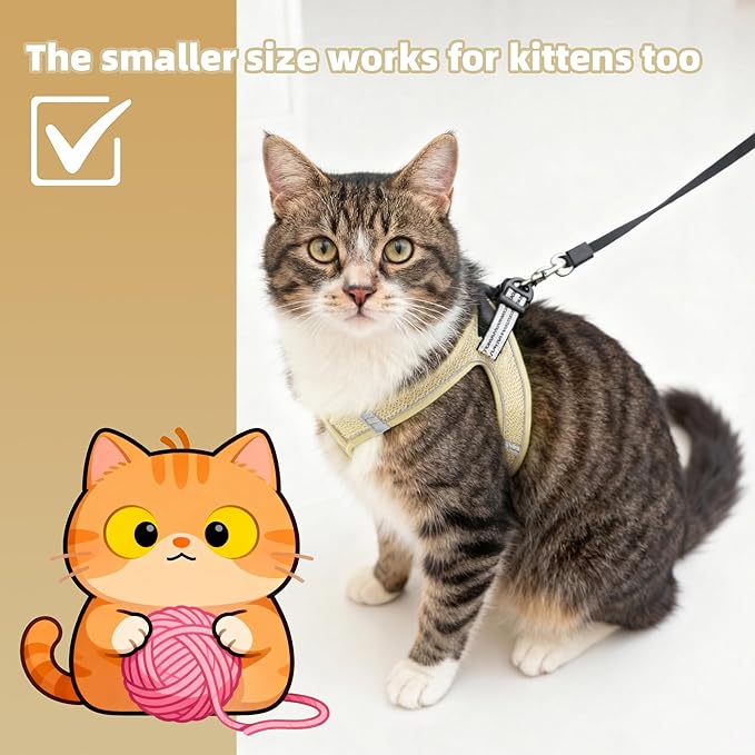 SMOUATOU All Weather Mesh Step in Vest Harness for Small and medidum Dogs and Cats, Adjustable Soft Padded Dog Vest with Easy Control Handle for Dogs Pets (Khaki, XXL)